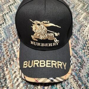 Burberry Black and Gold Equestrian Knight Cap
